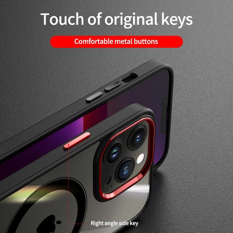 Luxury Clear HD Phone Case For iPhone Magnetic Magsafe Wireless Charging Shockproof