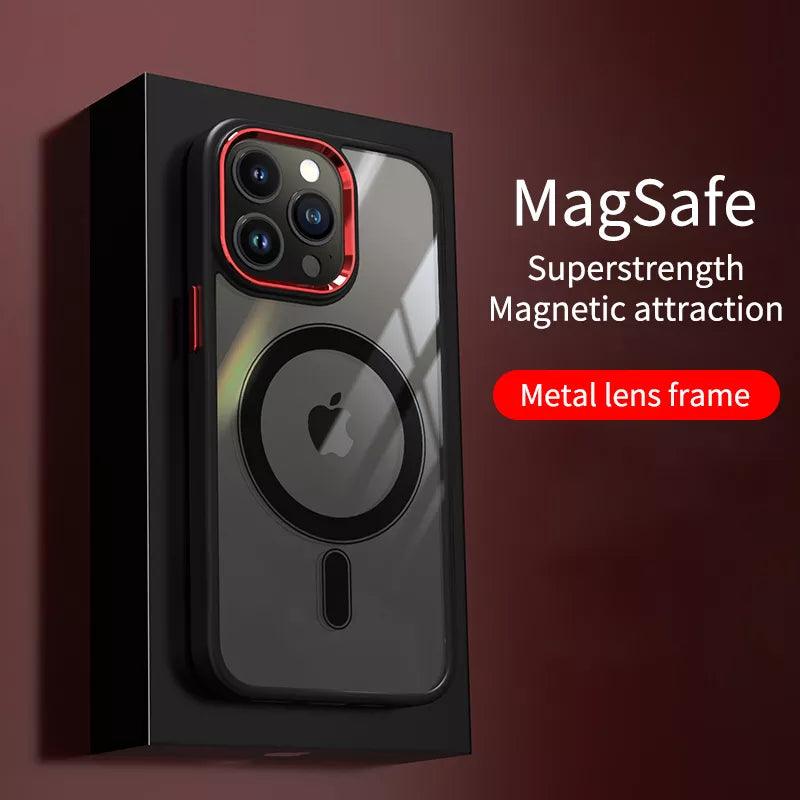 Luxury Clear HD Phone Case For iPhone Magnetic Magsafe Wireless Charging Shockproof