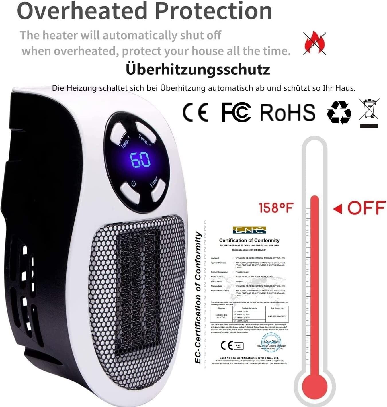 EcoHeat Pro™ - Energy-Efficient Ceramic Fan Heater for UK Winters