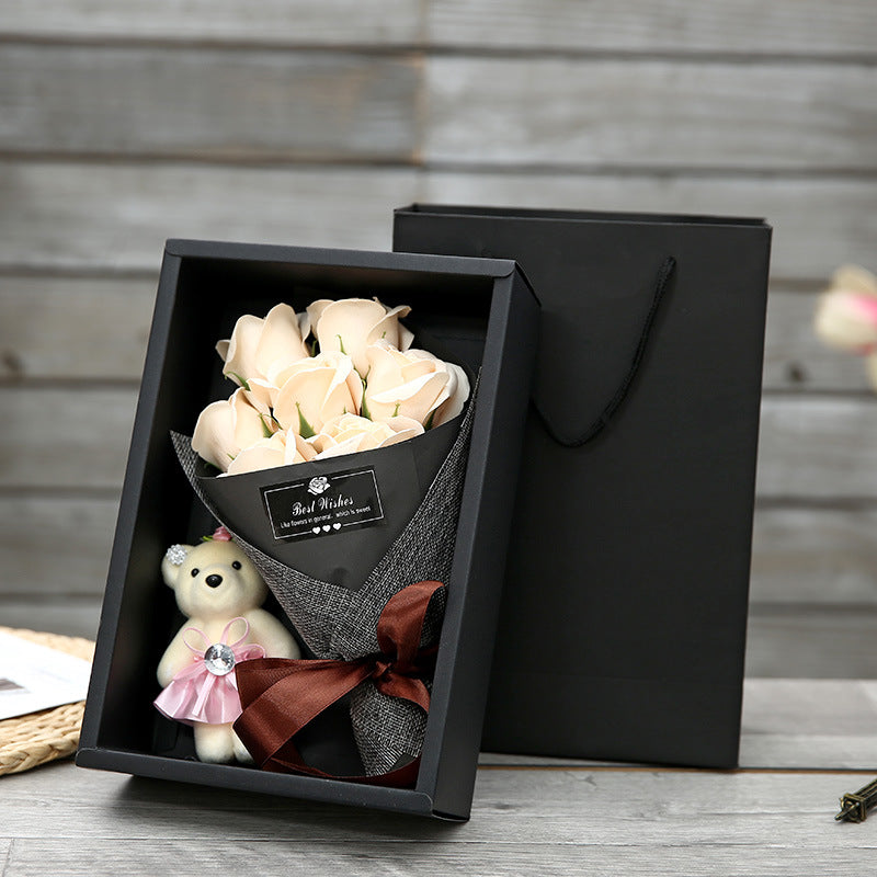 Handcrafted 7 Roses Soap Bouquet in a Unique Creative Box - Valentine's Day Gift
