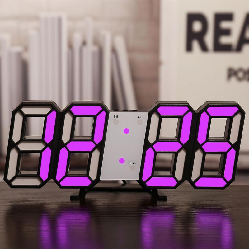 3D LED Wall Clock i-Tech™ - With Silent Digital Alarm for Living Room