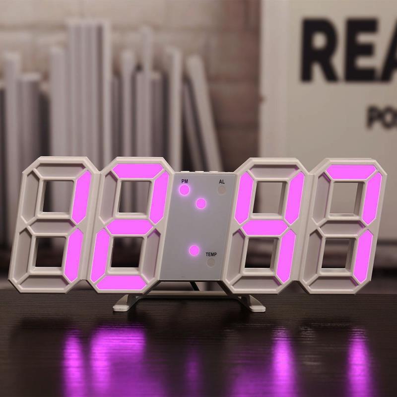 3D LED Wall Clock i-Tech™ - With Silent Digital Alarm for Living Room