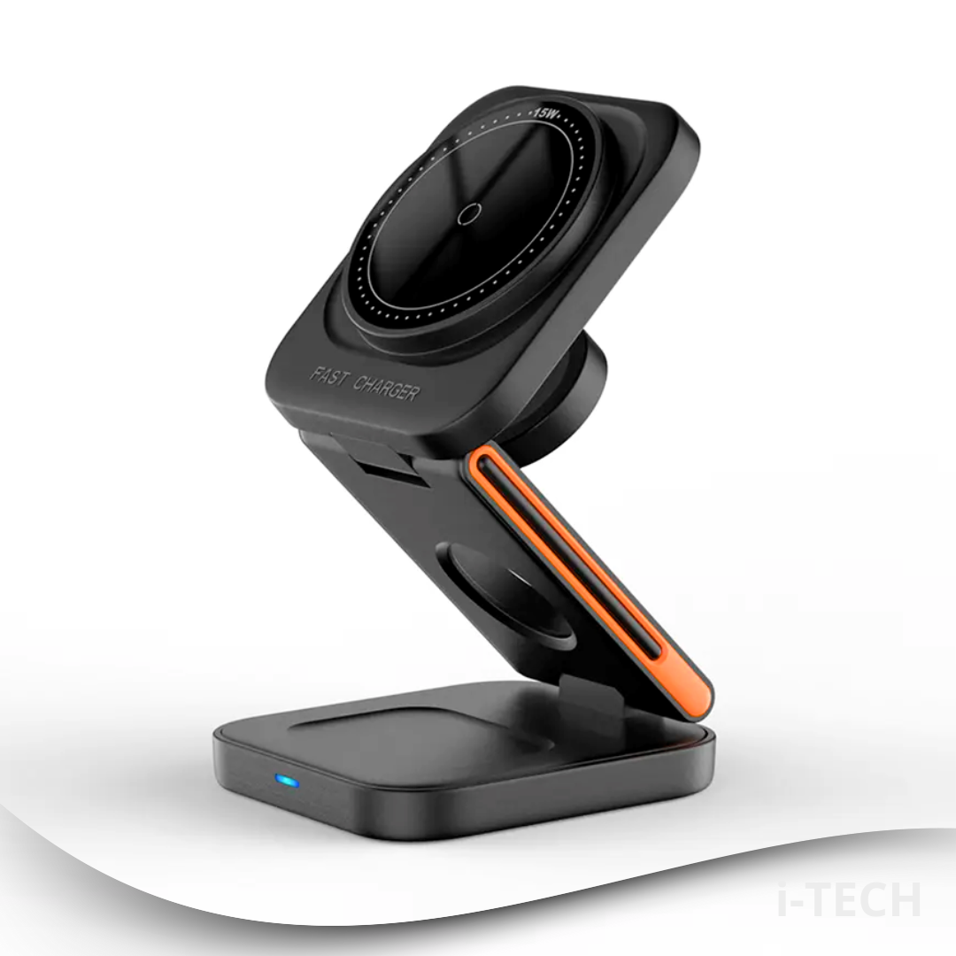 New TechPro Smart™ Wireless Foldable 3-in-1 Charging Station