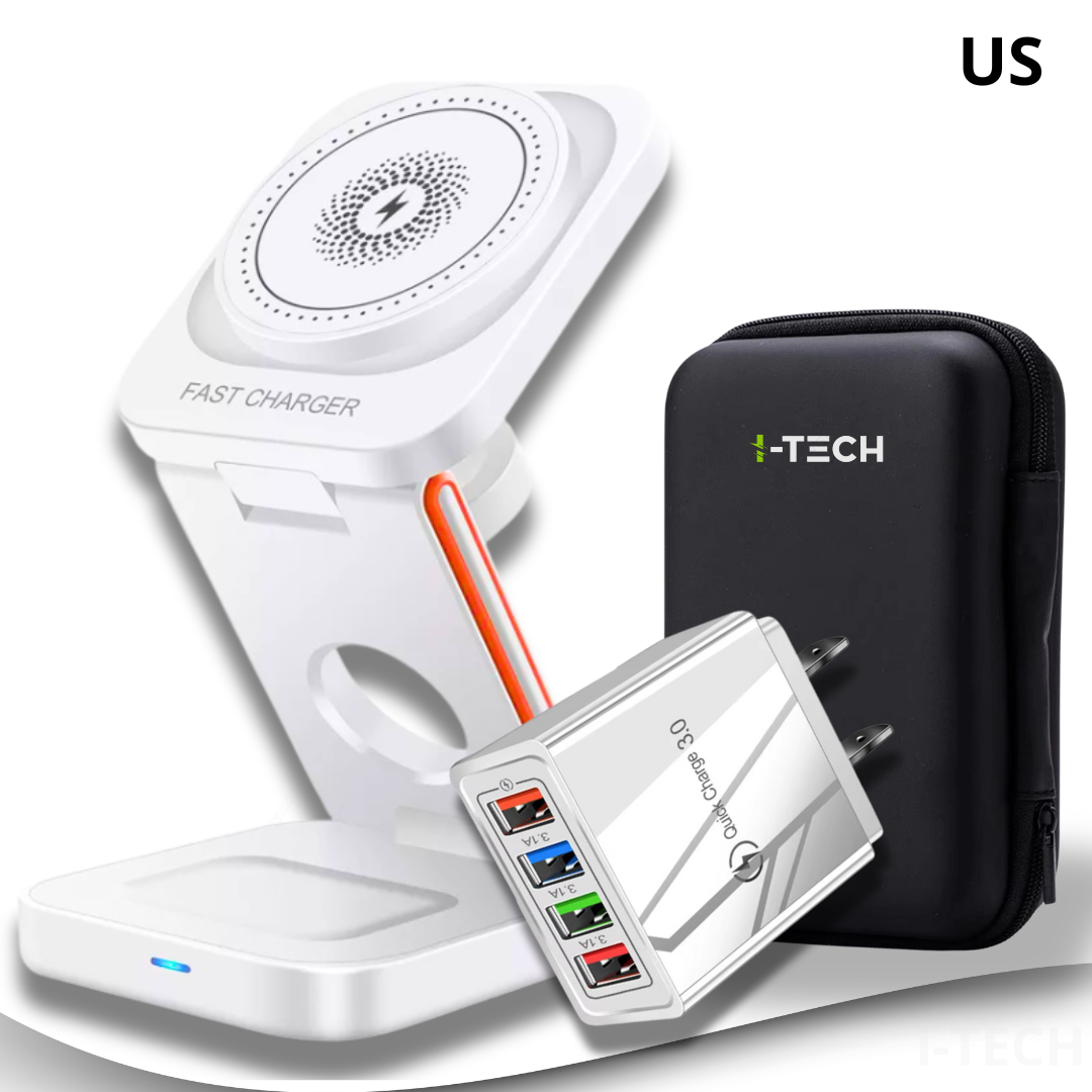 TechPro™ 3-in-1 Foldable Wireless Charging Set