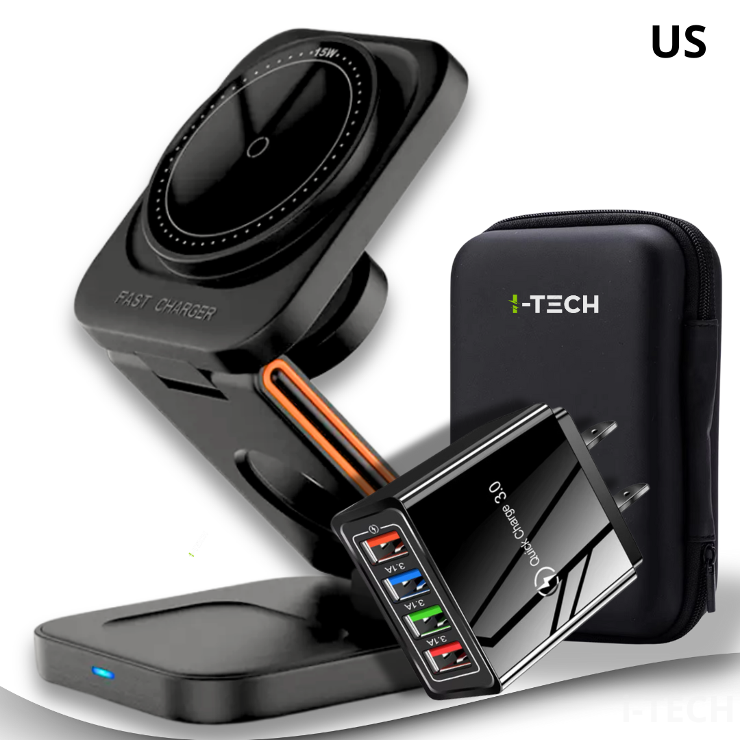 TechPro™ 3-in-1 Foldable Wireless Charging Set