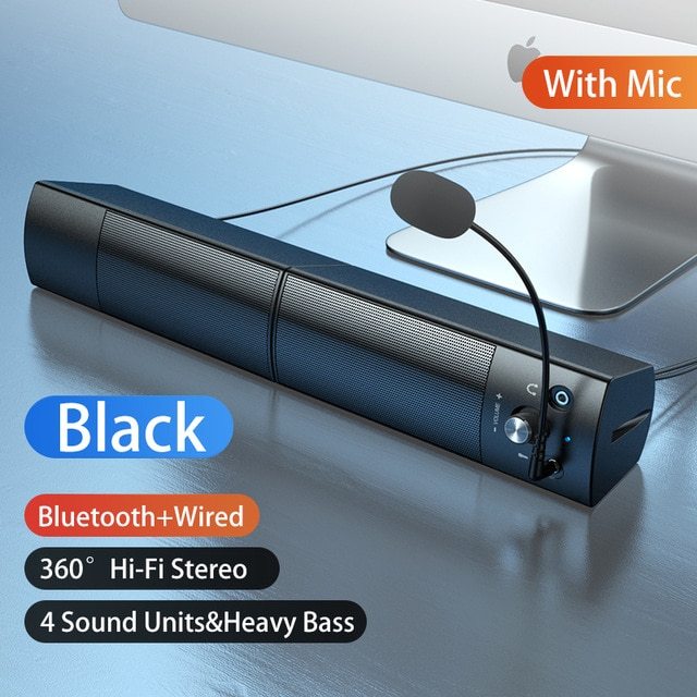 Small Speaker Subwoofer USB with Microphone Bluetooth Wired Universal
