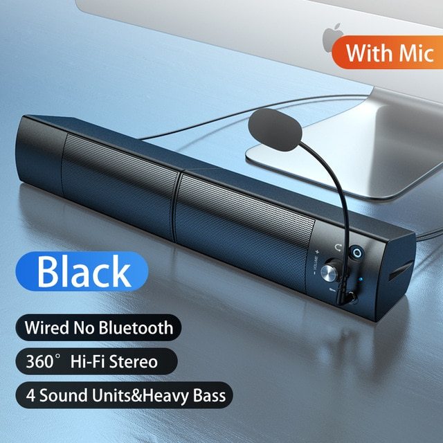 Small Speaker Subwoofer USB with Microphone Bluetooth Wired Universal