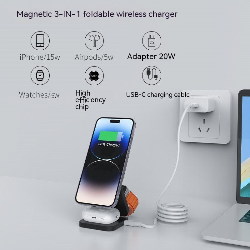 Three In One Magnetic Suction Wireless Charger