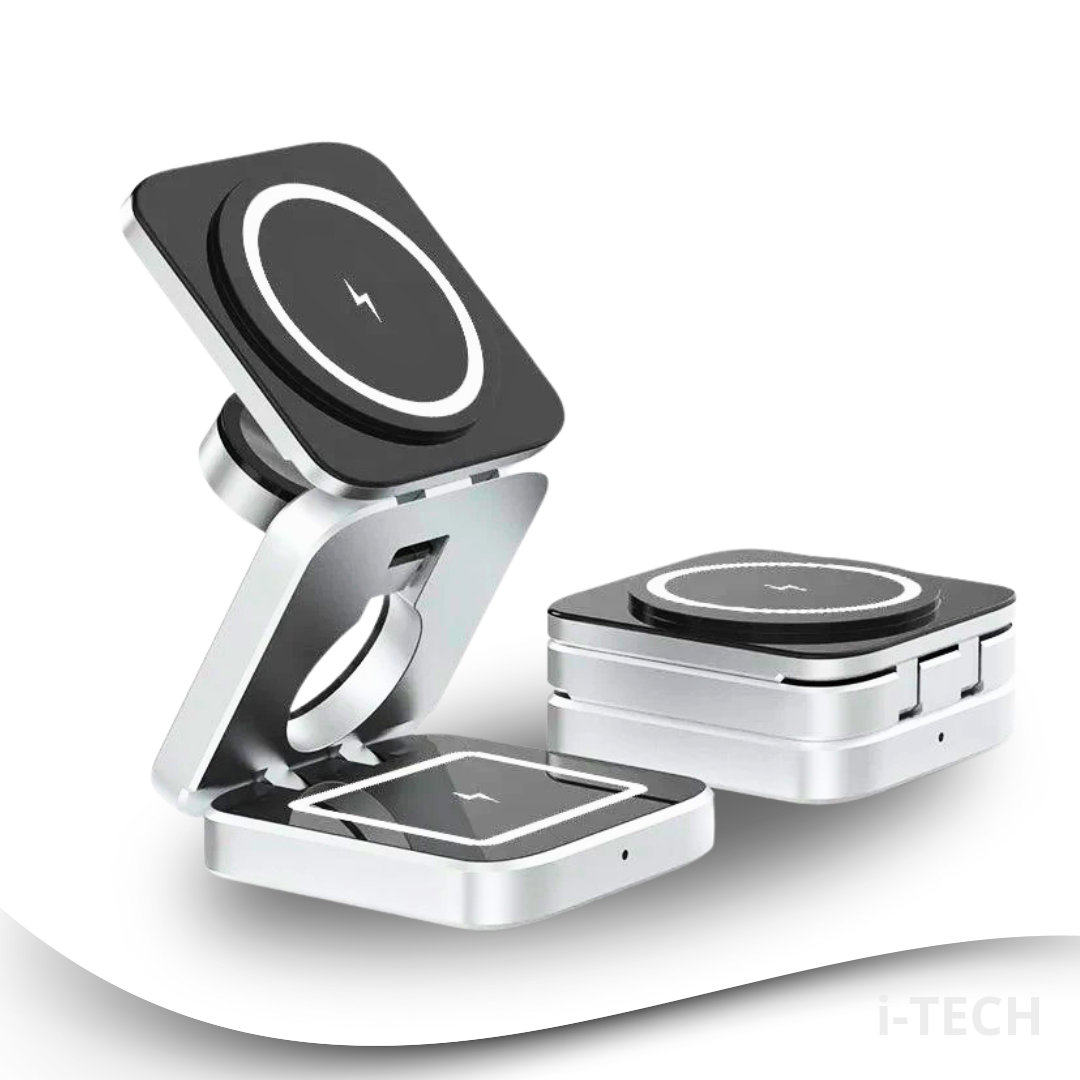 i-Tech® 3 In 1 Foldable Magnetic Wireless Charger Stand| Fast Charger⚡