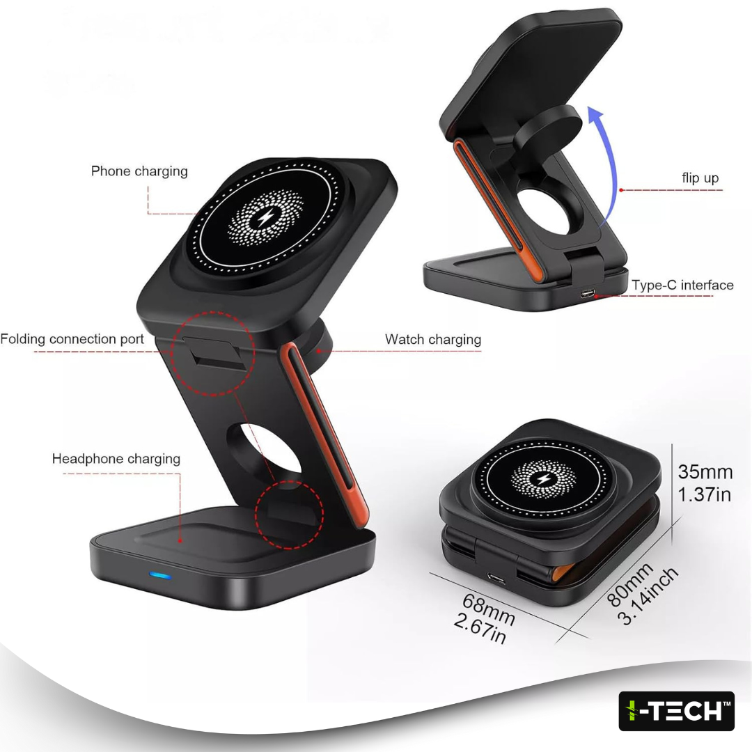 New TechPro™ Foldable 3-in-1 Charging Station