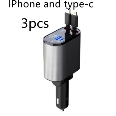i-Tech® | 4 in 1 Retractable Car Charger ⚡Lightning Fast Charging USB & Type-C Adapter