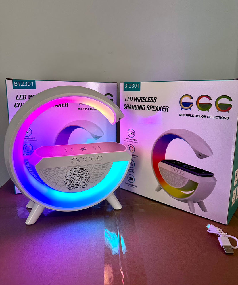 Colorful Bedside With Clock Light Wireless Charger